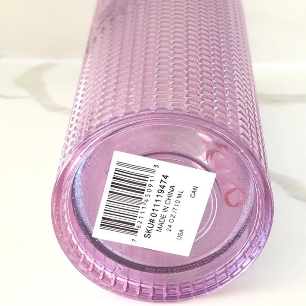 NWT Starbucks Iridescent Pink Grid Venti 24oz. Tumbler - Picture 3 of 3